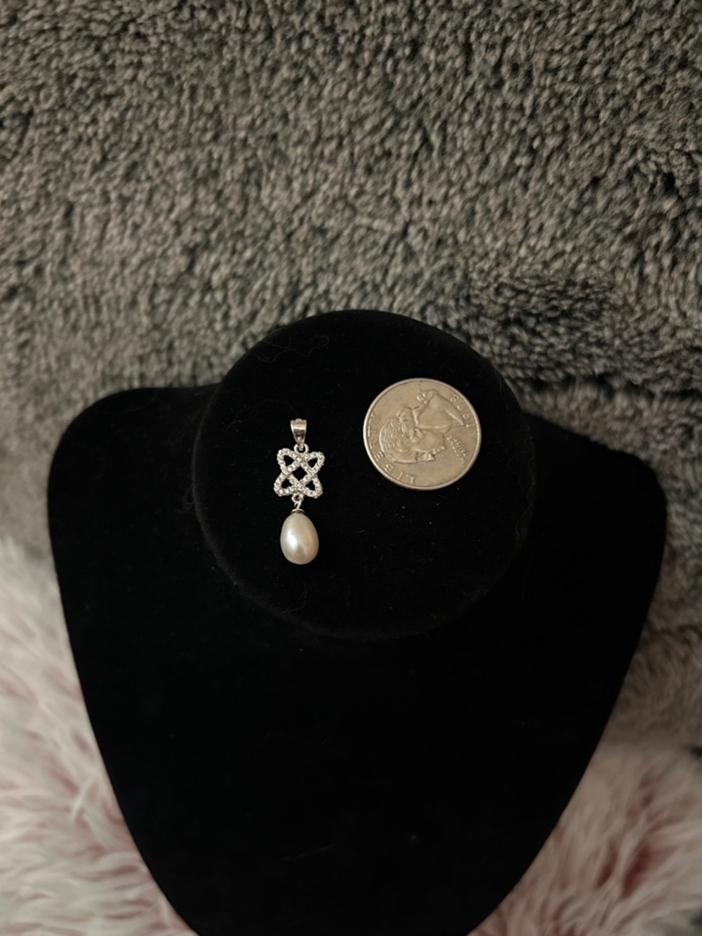 Vintage 925 Sterling Silver Pearl Drop Pendant